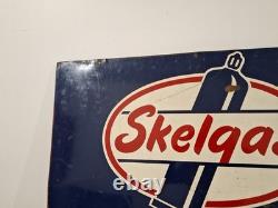 Rare Skelgas & oil sign 50s original Stout Sign Co. Double sided 35.5×22.75
