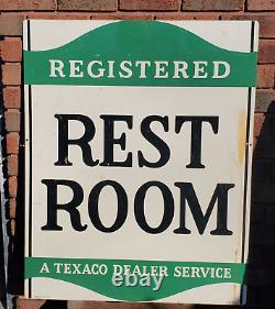Rare Texaco Dealer Registered Rest Room Original Gas Station Double Sided Sign