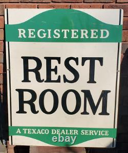 Rare Texaco Dealer Registered Rest Room Original Gas Station Double Sided Sign