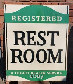 Rare Texaco Dealer Registered Rest Room Original Gas Station Double Sided Sign