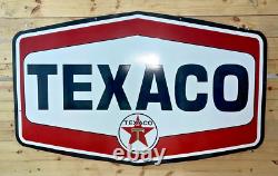 Rare Texaco Large Die Cut Double Sided Porcelain Enamel Sign 72 X 45 Inches