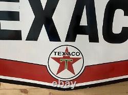 Rare Texaco Large Die Cut Double Sided Porcelain Enamel Sign 72 X 45 Inches