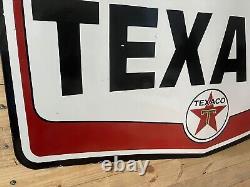 Rare Texaco Large Die Cut Double Sided Porcelain Enamel Sign 72 X 45 Inches