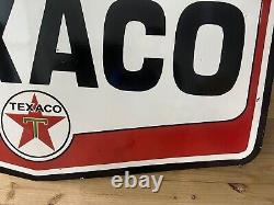 Rare Texaco Large Die Cut Double Sided Porcelain Enamel Sign 72 X 45 Inches