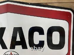 Rare Texaco Large Die Cut Double Sided Porcelain Enamel Sign 72 X 45 Inches