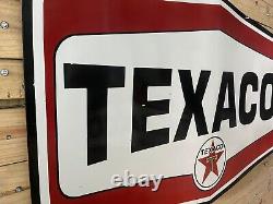 Rare Texaco Large Die Cut Double Sided Porcelain Enamel Sign 72 X 45 Inches