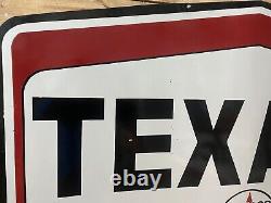 Rare Texaco Large Die Cut Double Sided Porcelain Enamel Sign 72 X 45 Inches