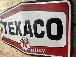 Rare Texaco Large Die Cut Double Sided Porcelain Enamel Sign 72 X 45 Inches