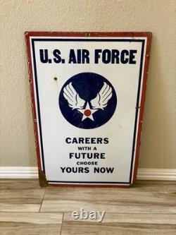 Rare Vintage Army/Air Force Double Sided Porcelain Recruitment Sign 37 X 23