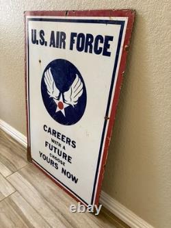 Rare Vintage Army/Air Force Double Sided Porcelain Recruitment Sign 37 X 23
