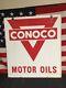 Rare! Vintage Conoco Double Sided Porcelain Advertising Sign V Logos 27 By 30