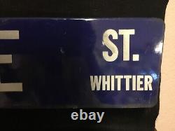 Rare Vintage Double Sided Reflective Porcelain Santa Fe St Sign