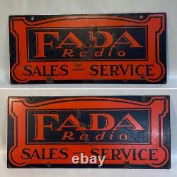 Rare Vintage Fada Radio Sales Service Double Sided Porcelain Sign Dsp