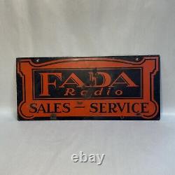 Rare Vintage Fada Radio Sales Service Double Sided Porcelain Sign Dsp