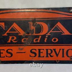 Rare Vintage Fada Radio Sales Service Double Sided Porcelain Sign Dsp