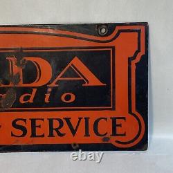 Rare Vintage Fada Radio Sales Service Double Sided Porcelain Sign Dsp