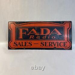 Rare Vintage Fada Radio Sales Service Double Sided Porcelain Sign Dsp