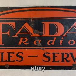 Rare Vintage Fada Radio Sales Service Double Sided Porcelain Sign Dsp