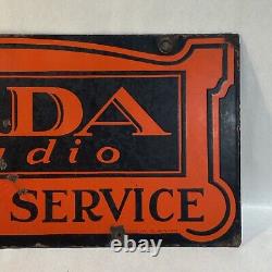 Rare Vintage Fada Radio Sales Service Double Sided Porcelain Sign Dsp