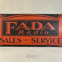 Rare Vintage Fada Radio Sales Service Double Sided Porcelain Sign Dsp