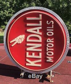 Rare Vintage Kendall Motor Oil Neon Round Double sided sign Original Works