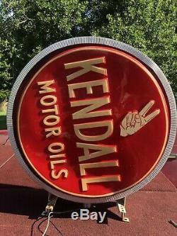 Rare Vintage Kendall Motor Oil Neon Round Double sided sign Original Works