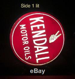 Rare Vintage Kendall Motor Oil Neon Round Double sided sign Original Works