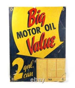 Rare Vintage Mid Century Sunoco Motor Oil Advertising Sign 28x21 Double Sided