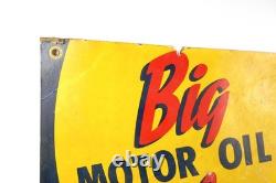 Rare Vintage Mid Century Sunoco Motor Oil Advertising Sign 28x21 Double Sided
