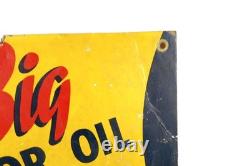 Rare Vintage Mid Century Sunoco Motor Oil Advertising Sign 28x21 Double Sided