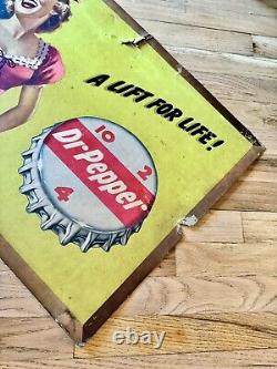 Rare Vintage Original Dr Pepper Large Double Sided Sign Dancing & Cheerleader