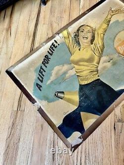 Rare Vintage Original Dr Pepper Large Double Sided Sign Dancing & Cheerleader