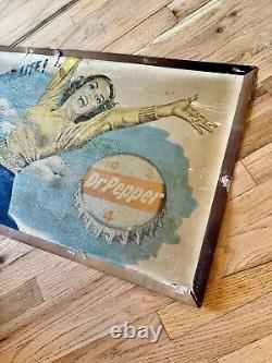 Rare Vintage Original Dr Pepper Large Double Sided Sign Dancing & Cheerleader