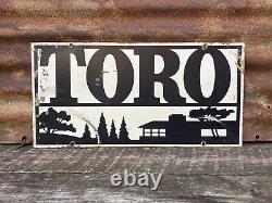 Rare Vintage Toro Metal Sign Lawn Mower Tractor Double Sided Advertising 10x20