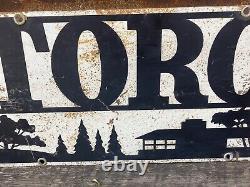 Rare Vintage Toro Metal Sign Lawn Mower Tractor Double Sided Advertising 10x20