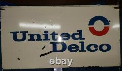 Rare Vintage United Delco Service Double Sided Sign 36 X 19 & 36 X 12 Gm Auto