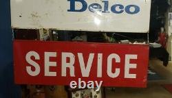 Rare Vintage United Delco Service Double Sided Sign 36 X 19 & 36 X 12 Gm Auto