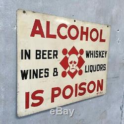 Rare Vintage WCTU Double Sided Sign Alcohol is Poison not Porcelain