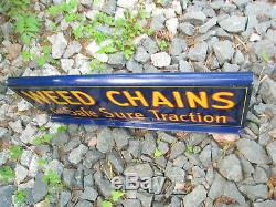 Rare Vintage Weed Tire Chains Double Sided Metal Counter-top Display Sign