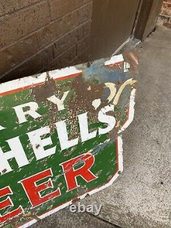 Rare double sided porcelain harry mitchell's beer sign texas 1930s