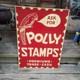 Rare Large Double Sided Polly Stamps Parrot Bird Character Graphics Tin Sign