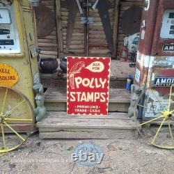 Rare large double sided Polly Stamps Parrot Bird Character Graphics Tin Sign