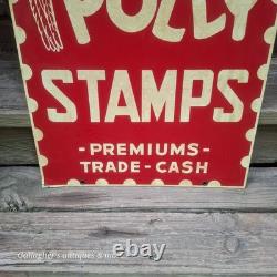 Rare large double sided Polly Stamps Parrot Bird Character Graphics Tin Sign