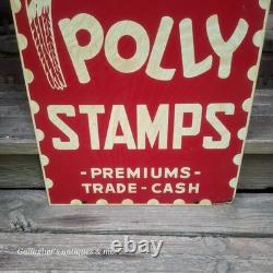 Rare large double sided Polly Stamps Parrot Bird Character Graphics Tin Sign