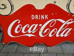 Rare vintage Drink Coca-Cola FOUNTAIN LUNCHEON porcelain double sided Sign
