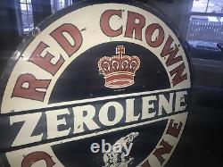 Red Crown Gasoline Double Sided Porcelain Sign