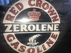 Red Crown Gasoline Double Sided Porcelain Sign