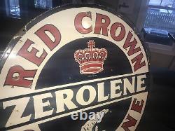 Red Crown Gasoline Double Sided Porcelain Sign