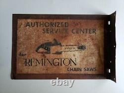 Remington Chain Saw Service Center Flange Style DOUBLE SIDED Vintage Rusty