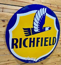 Richfield Gas & Oil Double Sided Porcelain Enamel 5 Feet Round Sign